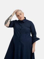 Poplin Shirtdress In Navy