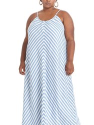 Striped Cami Maxi Dress - White Multi