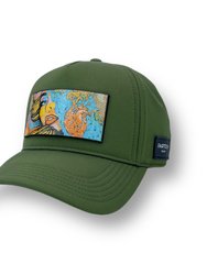 Exsyt Art Trucker Hat FF Kaki With Removable Clip - Green - Kaki