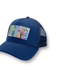 Icon Art Removable Trucker Hat - Navy Blue