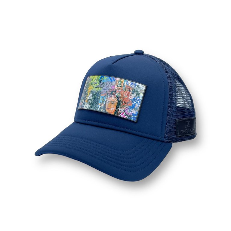 Icon Art Removable Trucker Hat - Navy Blue