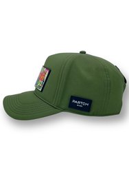 Mona Art Removable Full Fabric Trucker Hat - Green Kaki