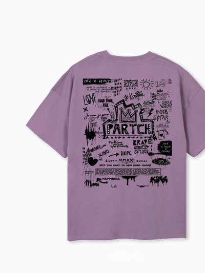 Partch Partch Pop Love T-Shirt Short Sleeves In Purple Oversized With Art Print product