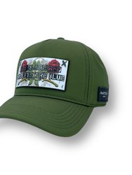 Roses Art removable Full Fabric Trucker Hat - Green - Kaki