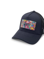 Trucker Hat Black Removable Skull Art - Black