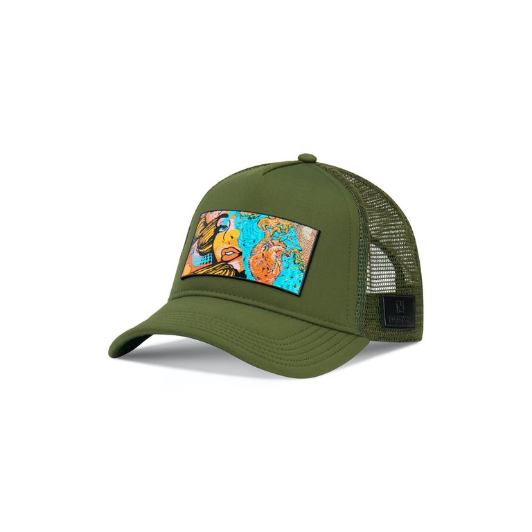 Trucker Hat Kaki Removable Exsyt Art - Kaki