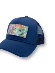 Trucker Hat Navy Blue Removable Eyes Of Love Art - Navy Blue
