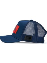 Trucker Hat Navy Blue removable Je t'aime Art