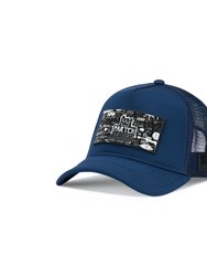 Trucker Hat Navy Blue Removable Pop Love Black/White Art - Navy Blue