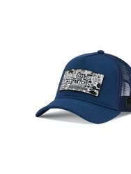 Trucker Hat Navy Blue removable Pop Love - White/Black Art - Navy Blue