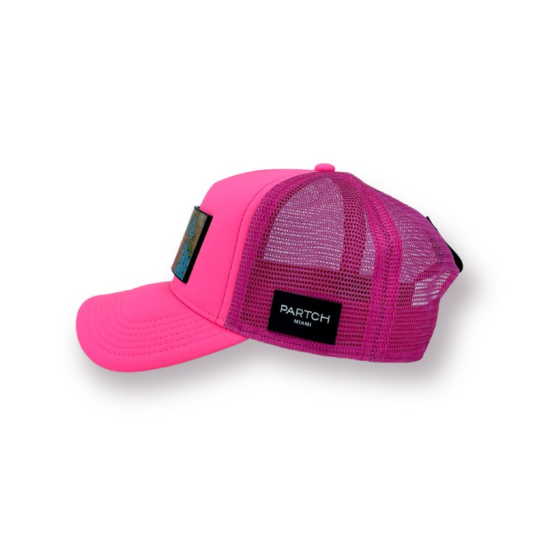 Trucker Hat Pink Removable Exsyt Art
