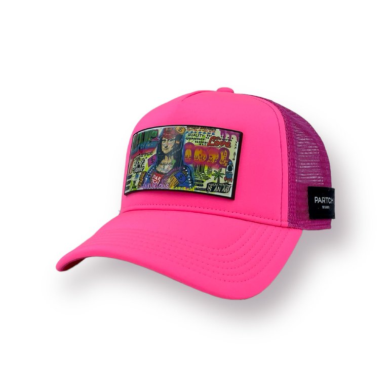 Trucker Hat Pink Removable Mona Art - Pink