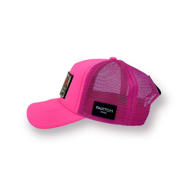 Trucker Hat Pink Removable Mona Art