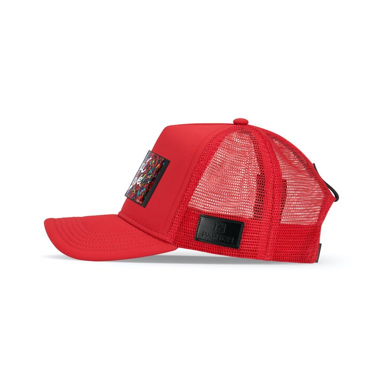 Trucker Hat Red Removable DWYL B77 Art
