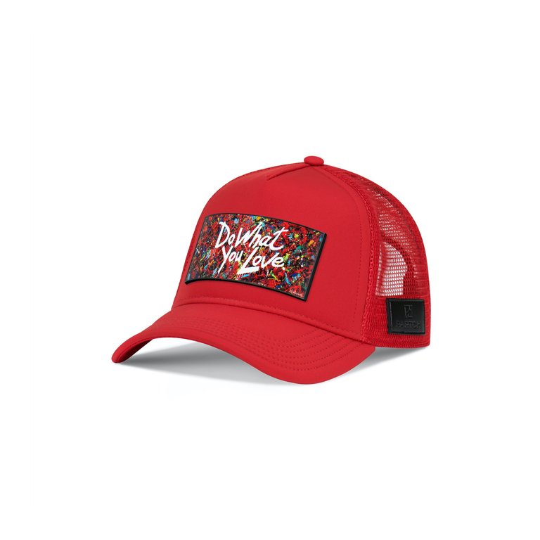 Trucker Hat Red Removable DWYL B77 Art - Red