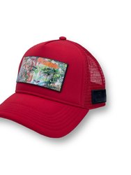 Trucker Hat Red Removable Eyes Of Love Art - Red
