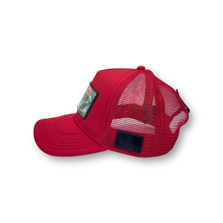 Trucker Hat Red Removable Eyes Of Love Art