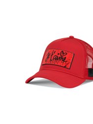 Trucker Hat Red removable Je t'aime Art - Red