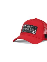 Trucker Hat Red removable Pop Love - Black/White Art - Red