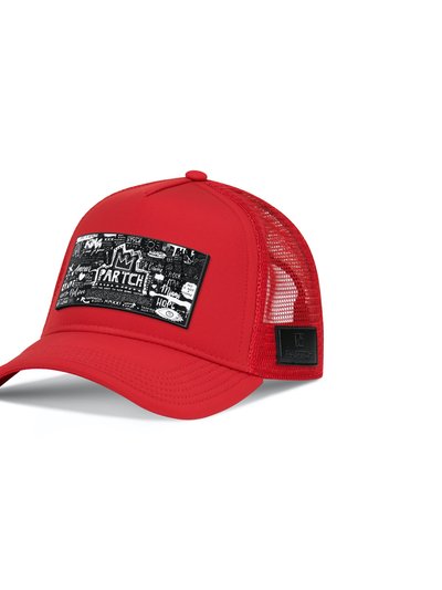 Partch Trucker Hat Red removable Pop Love - Black/White Art product