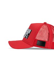 Trucker Hat Red removable Pop Love White/Black Art