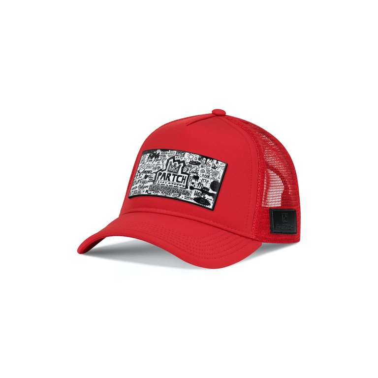 Trucker Hat Red removable Pop Love White/Black Art - Red