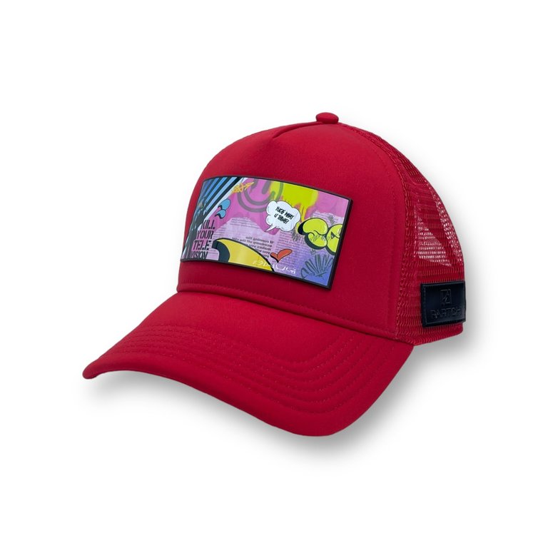 Trucker Hat Red Removable Sense Art - Red