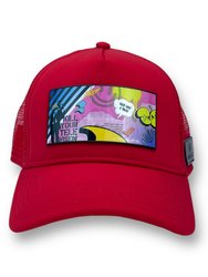 Trucker Hat Red Removable Sense Art