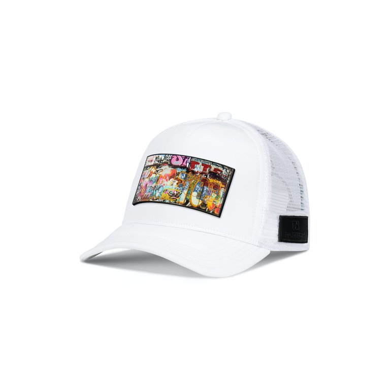 Trucker Hat White Removable Dulxy Art - White