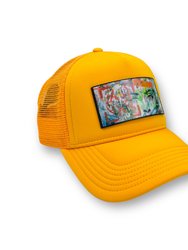 Trucker Hat Yellow Removable Eyes Of Love Art