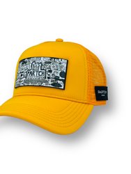 Yellow Trucker Hat Removable Pop Love - White/Black Art - Yellow
