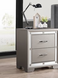 Alana 2-Drawer Silver Champagne Nightstand