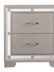 Alana 2-Drawer Silver Champagne Nightstand - Silver Champagne