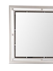 Alana 36 in. x 42 in. Modern Rectangle Framed Dresser Mirror - Silver Champagne