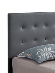 Caldwell Dark Grey Faux Leather Button Tufted Queen Panel Bed