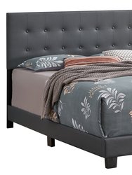 Caldwell Dark Grey Faux Leather Button Tufted Queen Panel Bed