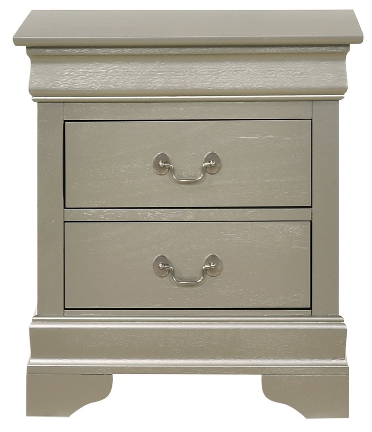 Louis Philippe 2-Drawer Nightstand - Silver Champagne