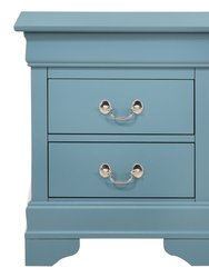 Louis Philippe 2-Drawer Silver Champagne Nightstand - Teal