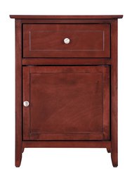 Lzzy 1-Drawer Beige Nightstand - Cherry