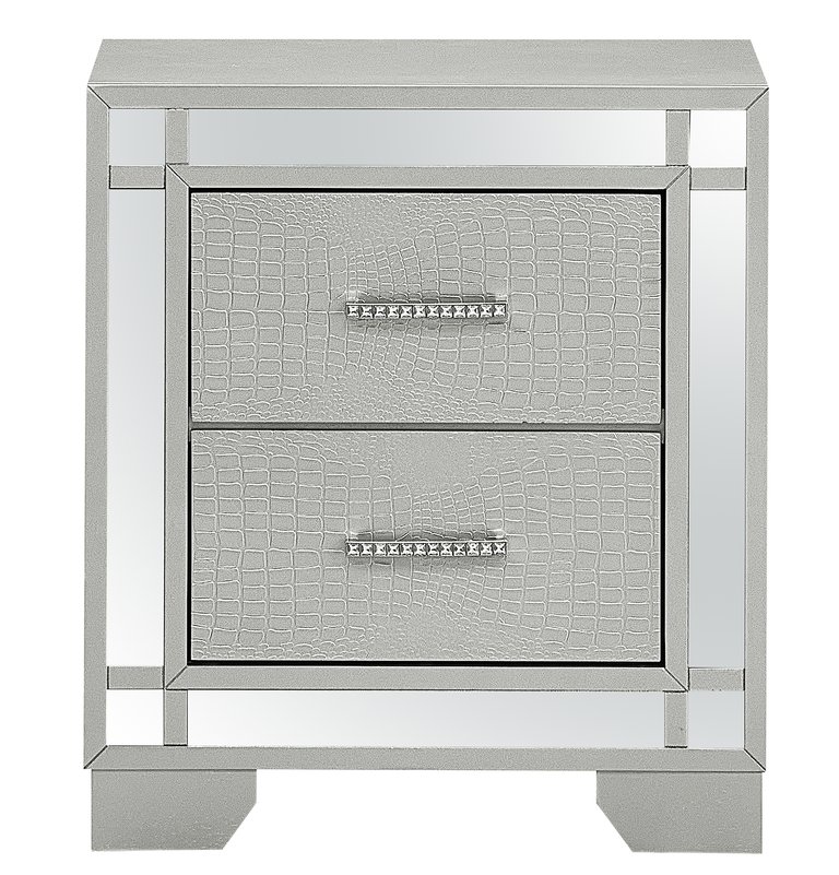 Madison 2-Drawer Silver Champagne Nightstand - Silver Champagne