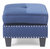 Nailer Navy Blue Twill Upholstered Ottoman - Navy Blue