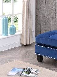 Nailer Navy Blue Twill Upholstered Ottoman