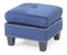 Nailer Navy Blue Twill Upholstered Ottoman