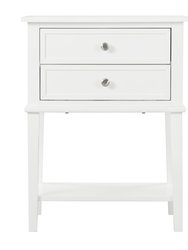 Newton 2-Drawer Teal Nightstand - White