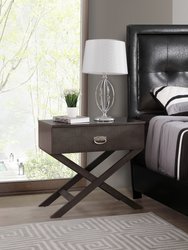 Xavier 1-Drawer Gray Nightstand