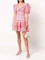 Bossa Lace Trim Puff Sleeve Layered Mini Dress - Pink/Apricot
