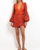 Crochet Plunge Mini Dress - Orange Rust