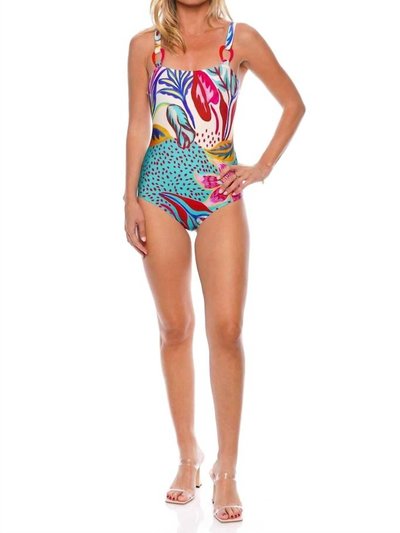 Pat Bo Floral Abstract Print Square Neck One Piece product