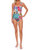 Floral Abstract Print Square Neck One Piece - Multicolor
