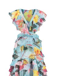 Hibiscus Cutout Mini Dress Celeste - Multicolor